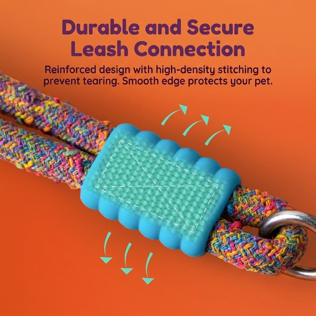 Multi-Way Braided Dog Leash – Rainbow