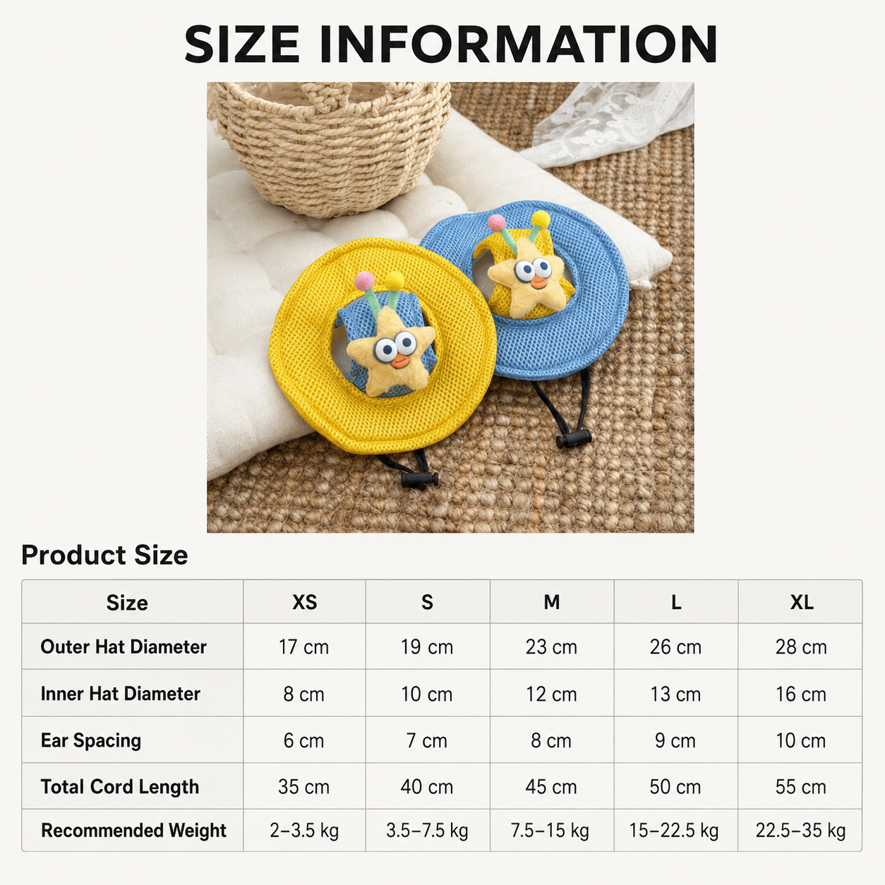 Cartoon Star Mesh Dog Hat