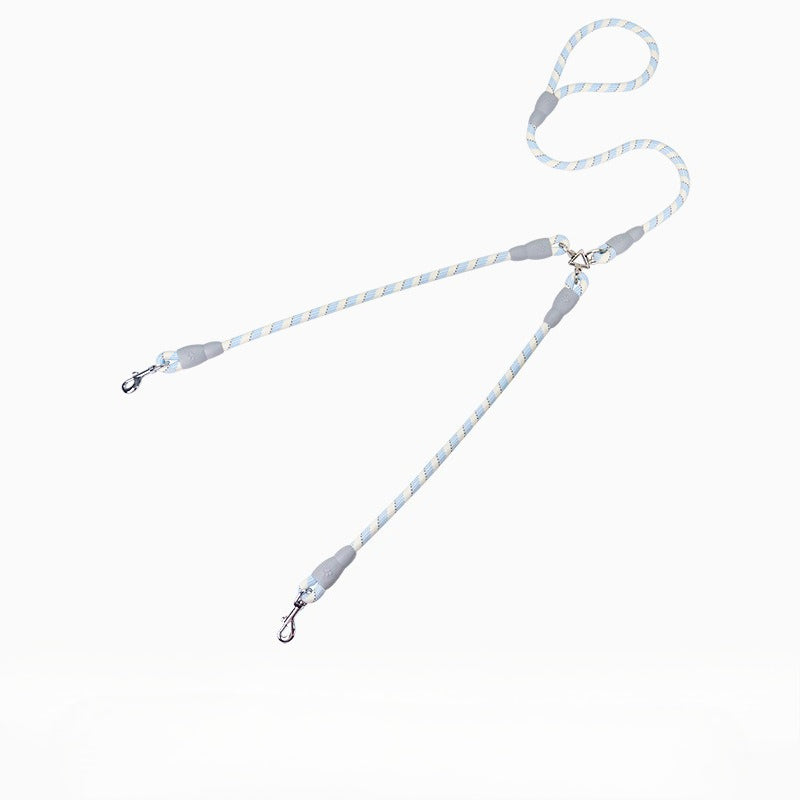 Reflective Braided Double Dog Leash for Dogs – Blue