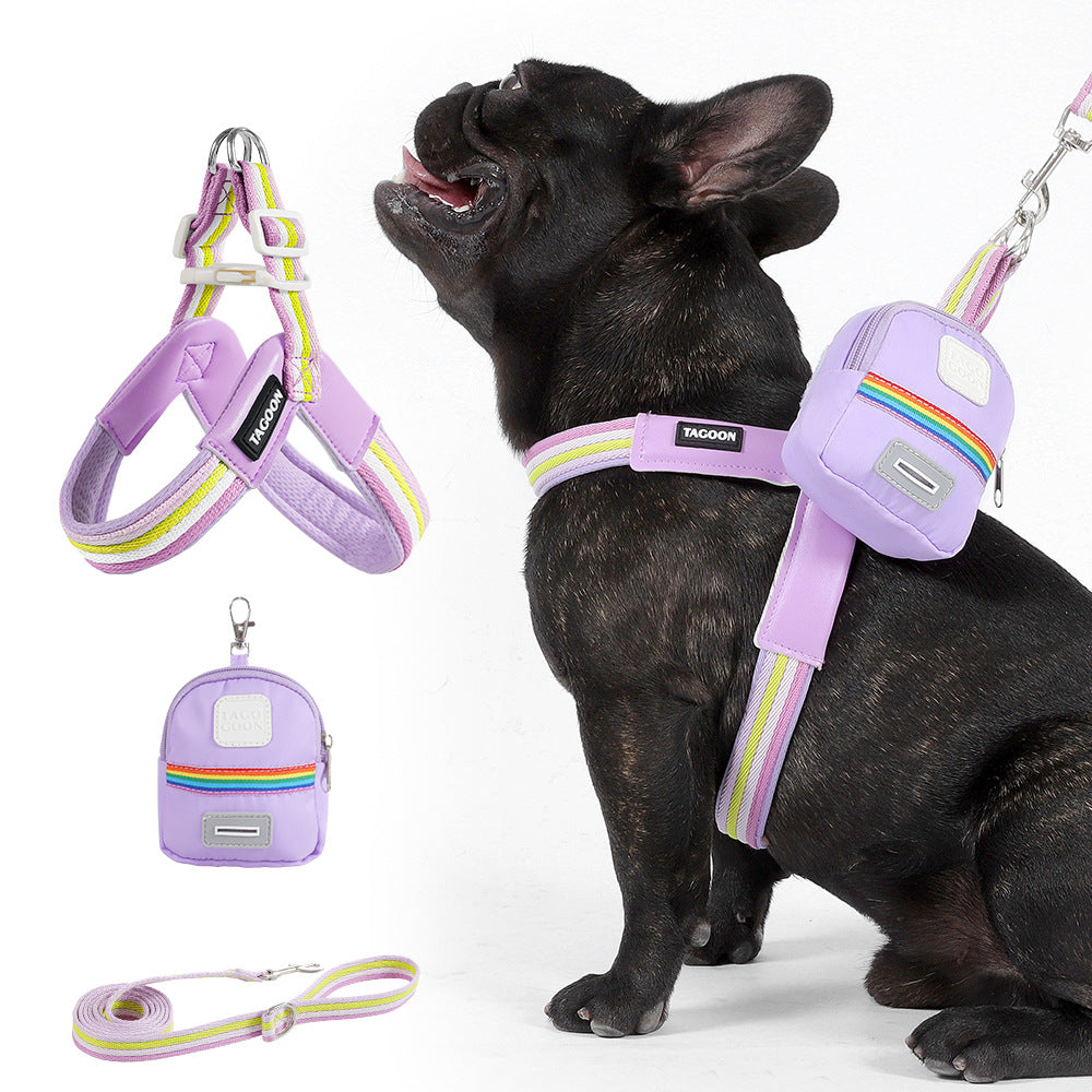 Rainbow V-Shaped Harness & Leash Set