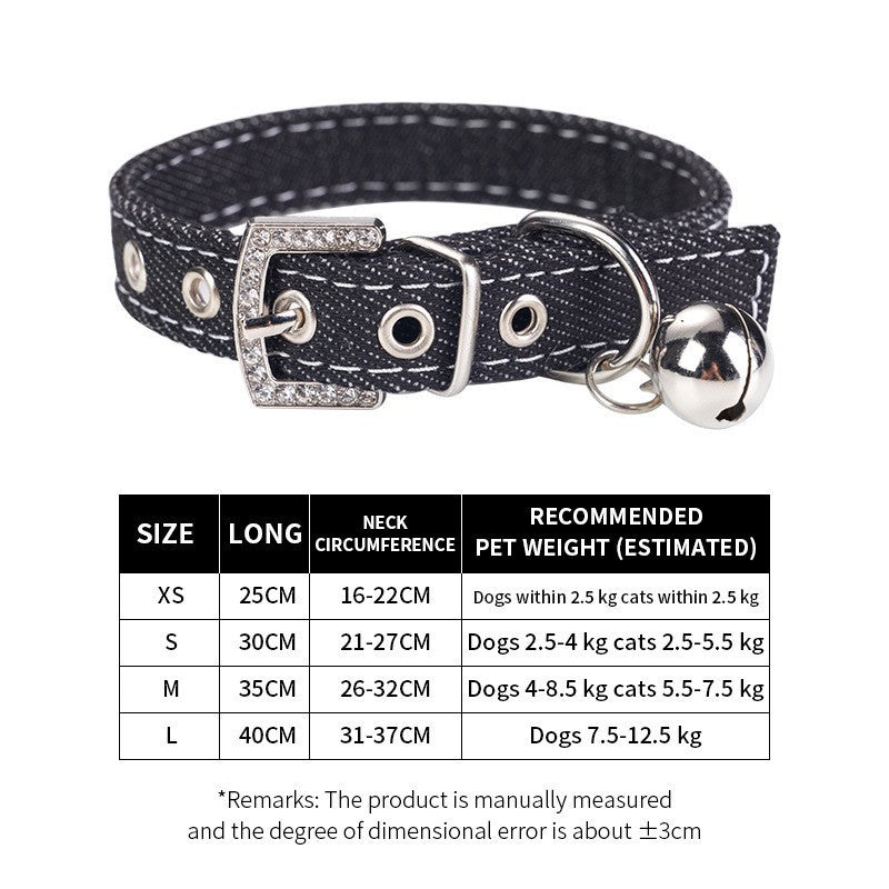 Rhinestone Denim Dog Collar
