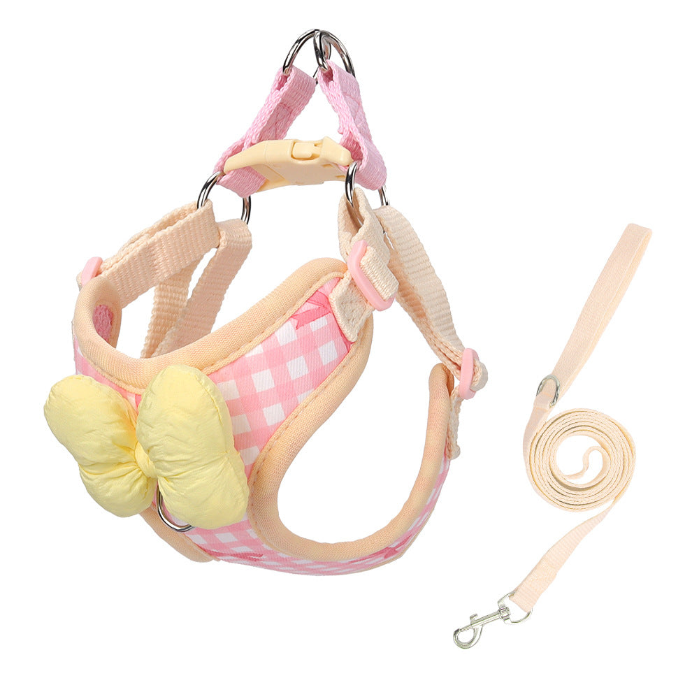 Plaid Bow Harness & Leash Set