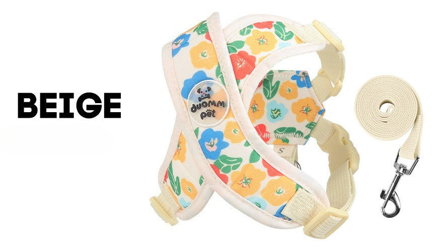 Floral Mesh Dog Harness Set