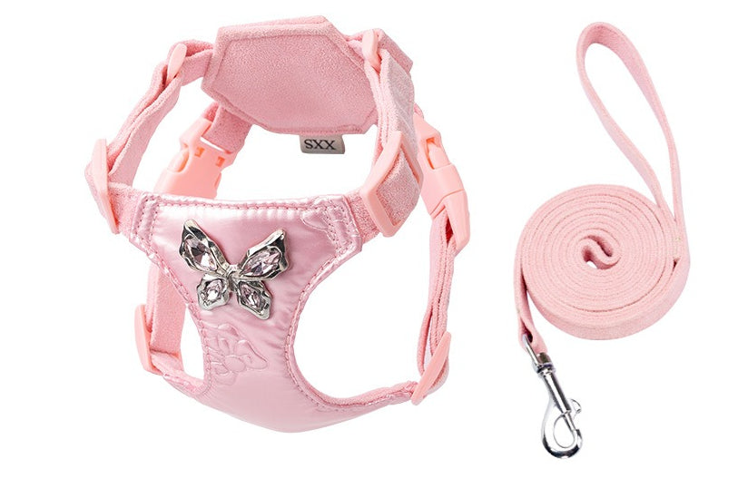 Butterfly Rhinestone Harness & Leash Set