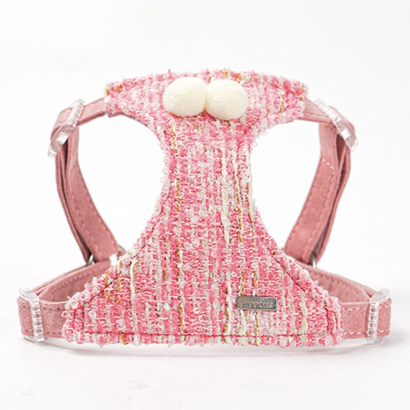 Plush Pom Pom Harness & Leash Set