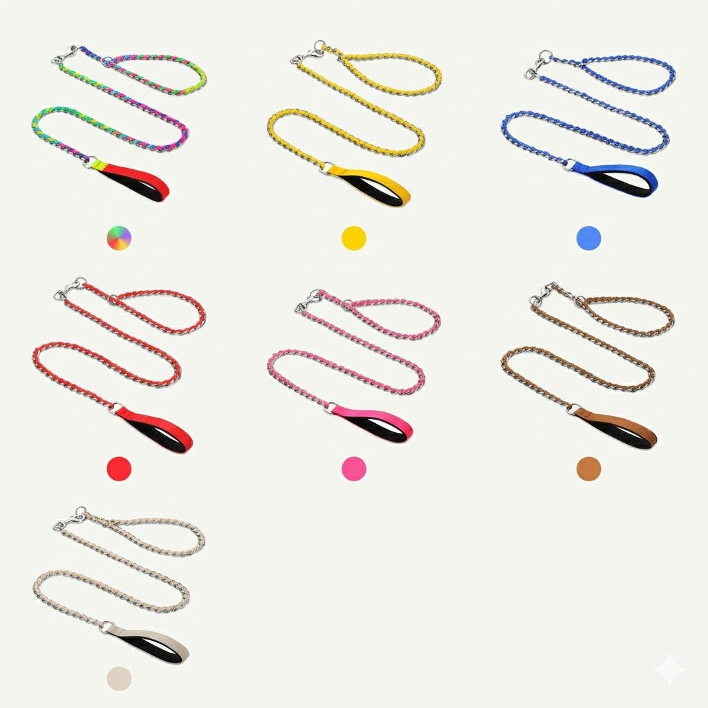 Colorful Braided P-Chain Dog Leash