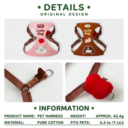 Cartoon Embroidered Dog Harness