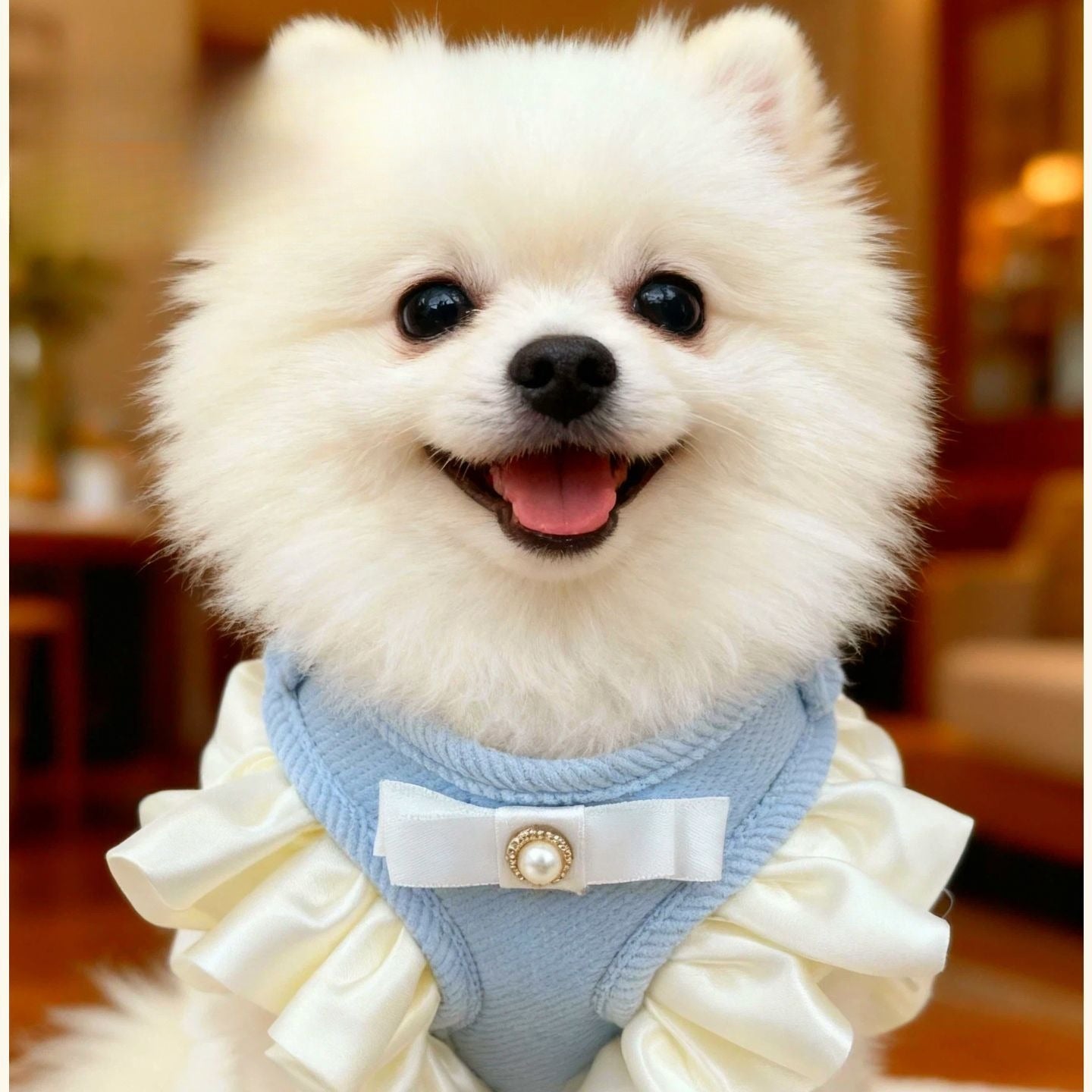 Cream French Mesh Dog Harness Set for Dogs – Pink