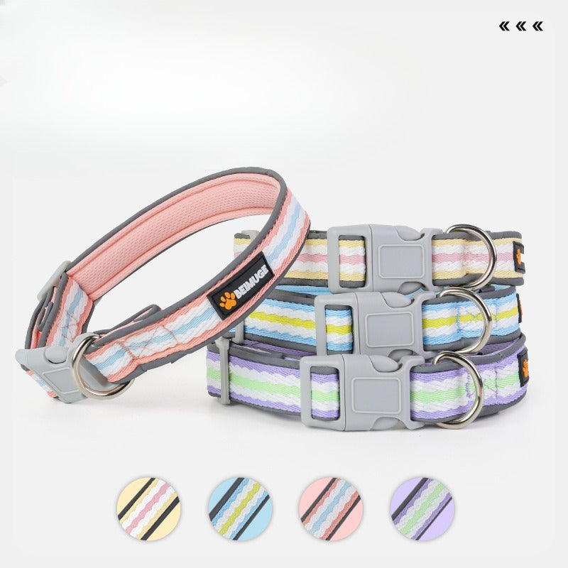 Striped Adjustable Dog Collar for Dogs – Pink