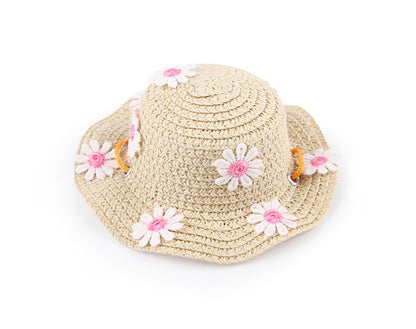 Woven Daisy Straw Dog Hat