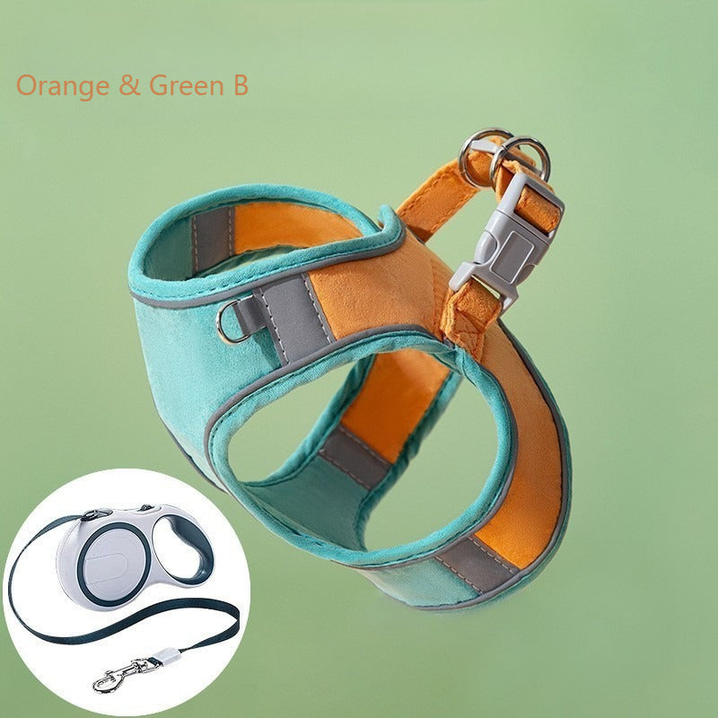 Reflective Suede Harness & Leash Set