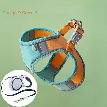 Reflective Suede Harness & Leash Set