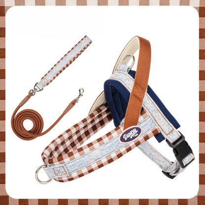 Denim Plaid Harness & Leash Set