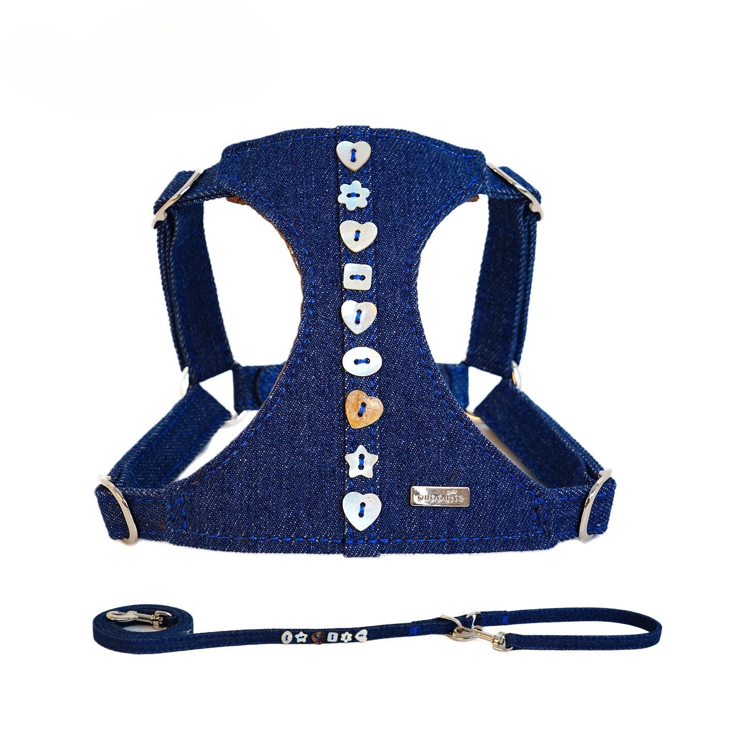 Denim Harness & Leash Set – Blue