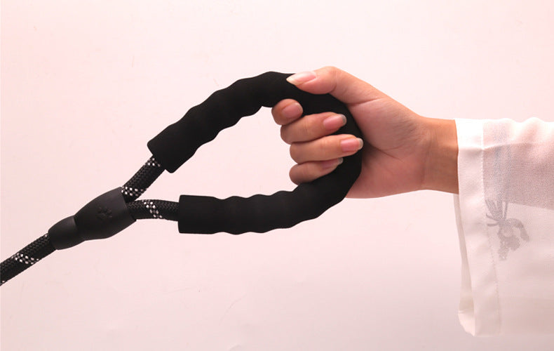 Reflective Round Rope Dog Leash for Dogs – Black