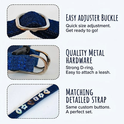 Denim Harness & Leash Set – Blue