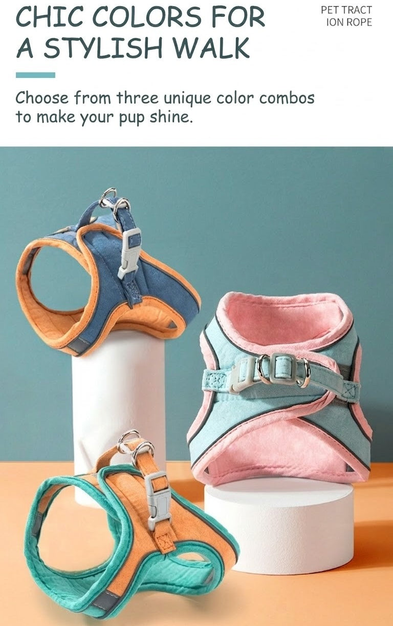 Reflective Suede Harness & Leash Set