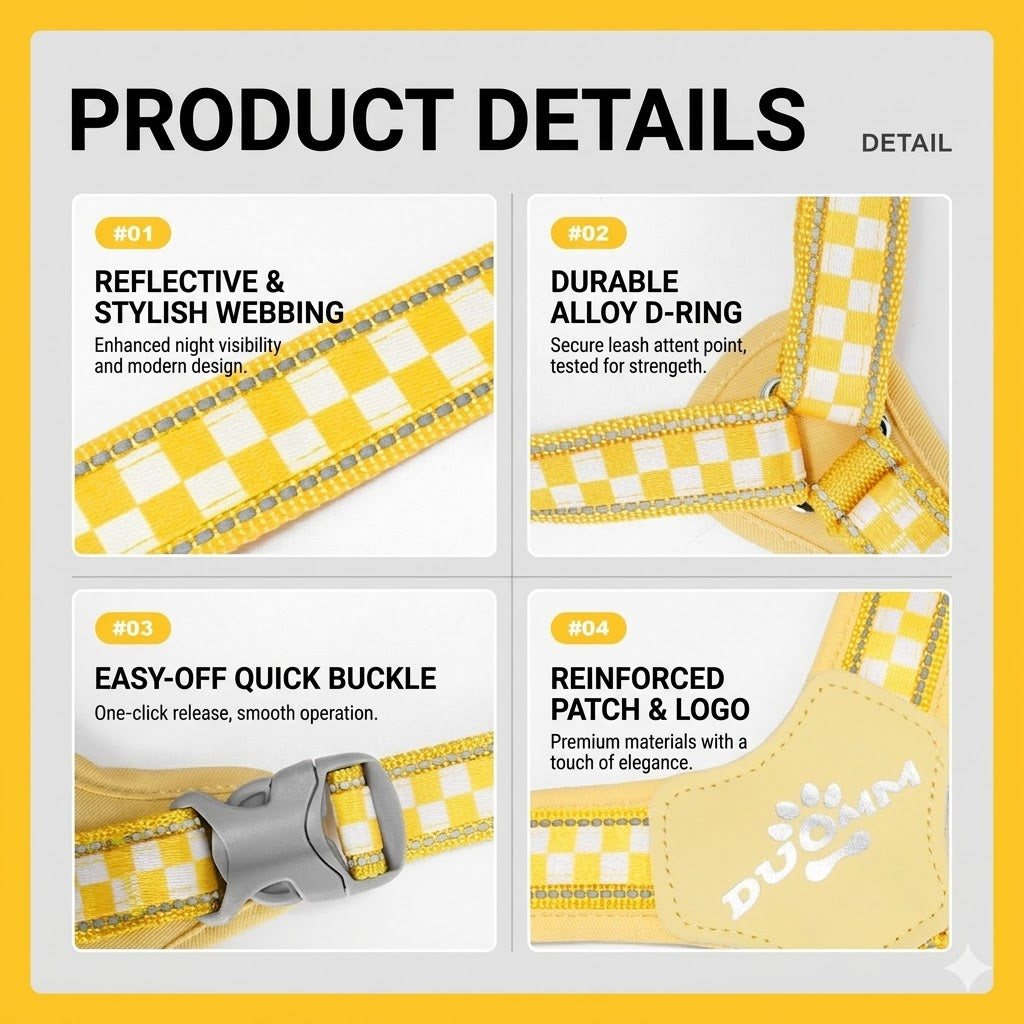 Checkerboard Reflective Dog Harness
