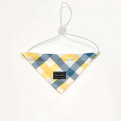 Plaid Hat, Bib & Bandana Set – Yellow & Blue