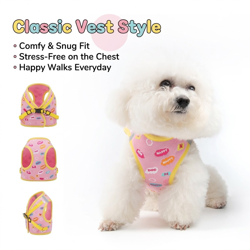 Embroidered Mesh Harness & Leash Set