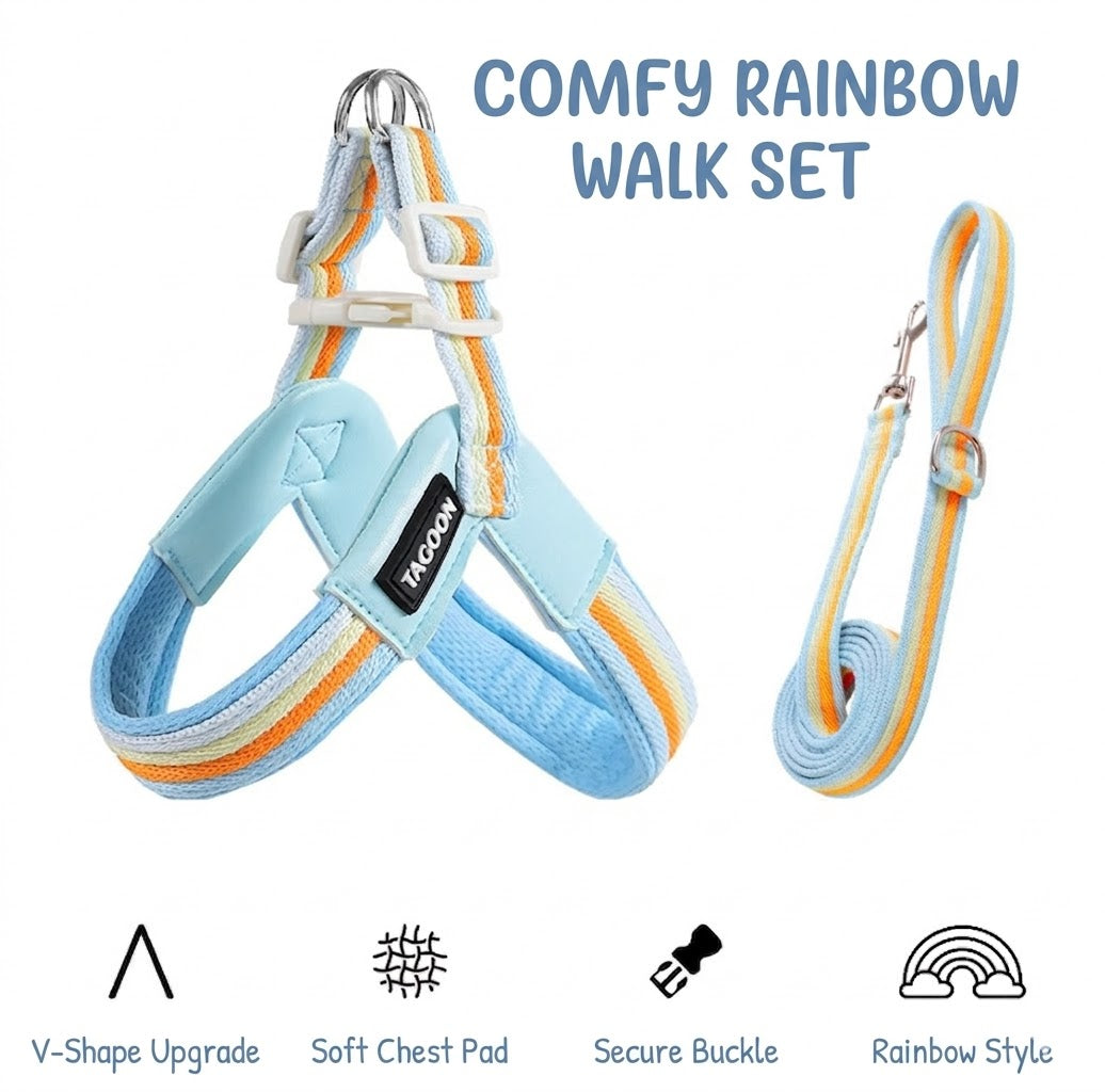 Rainbow V-Shaped Harness & Leash Set