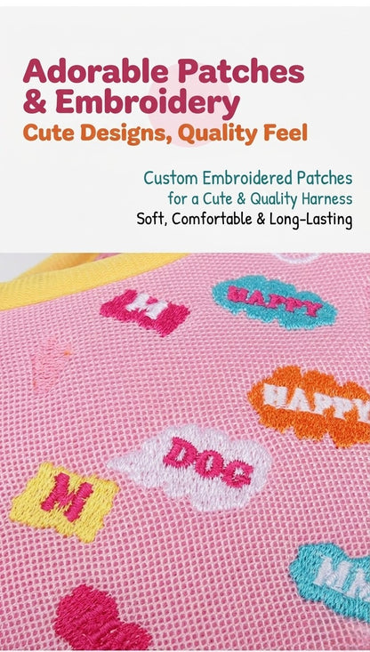 Embroidered Mesh Harness & Leash Set