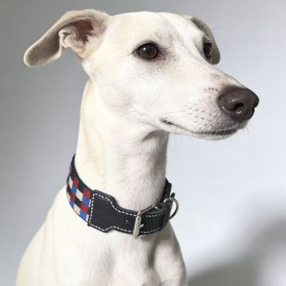Plaid Leather Wide Dog Collar