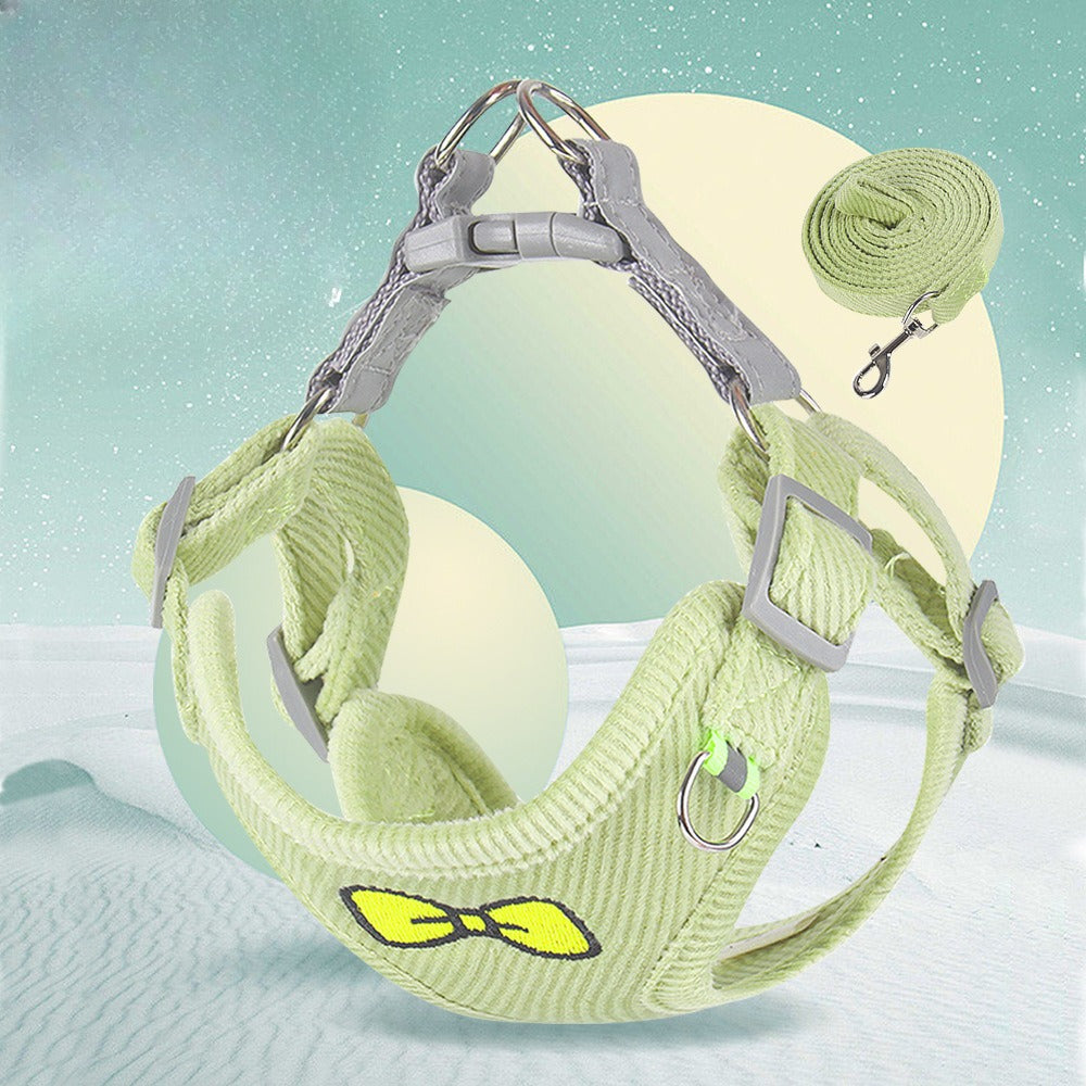 Corduroy Bow Tie Harness & Leash Set