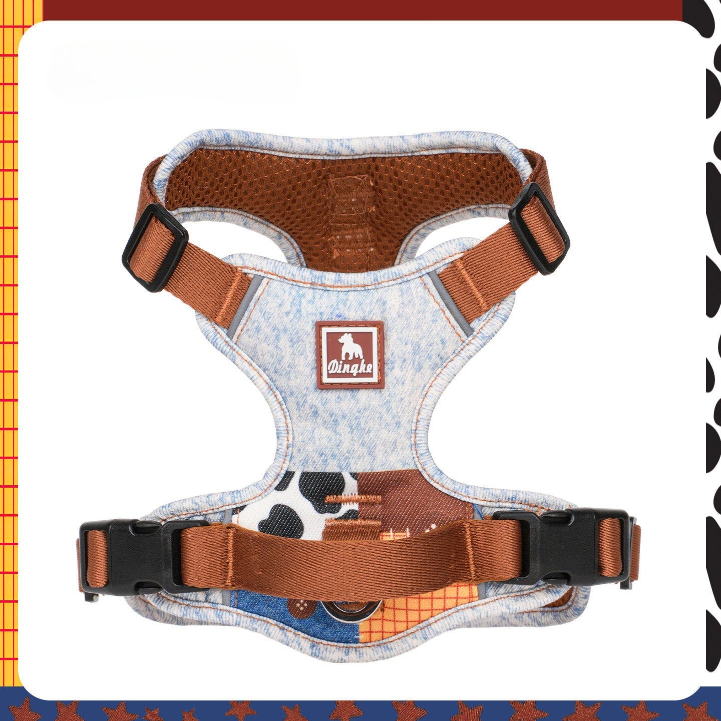 Reflective Patchwork Harness & Leash Set