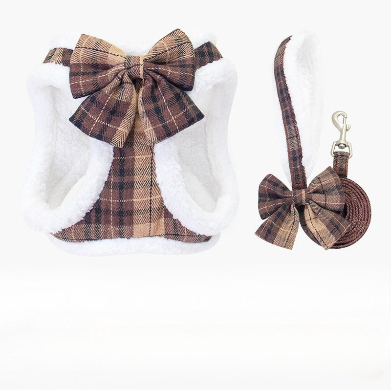 Plaid Bow Tie Dog Accessory Set for Dogs – Red