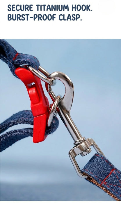 Denim Harness & Leash Set – Blue