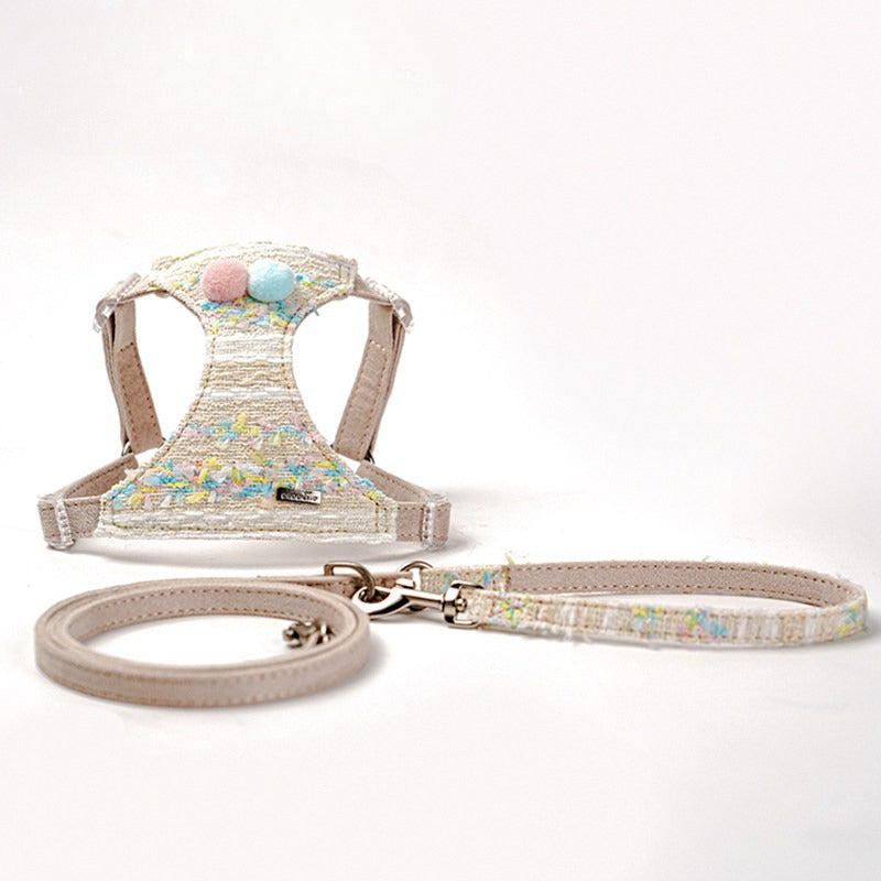 Plush Pom Pom Harness & Leash Set