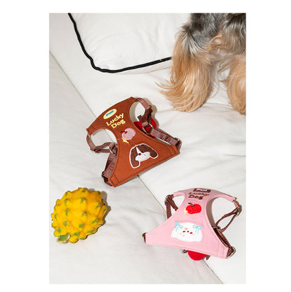 Cartoon Embroidered Dog Harness