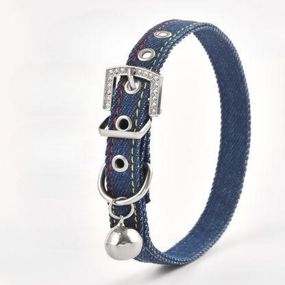 Rhinestone Denim Dog Collar