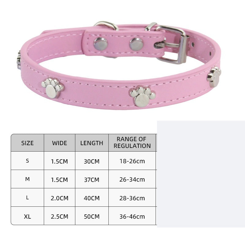 Paw Print Leather Dog Collar