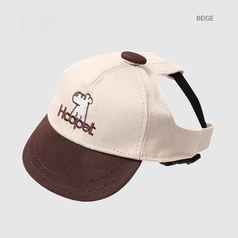 Embroidered Baseball Dog Hat for Dogs – Beige & Coffee