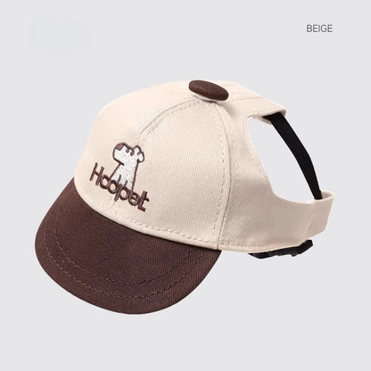 Embroidered Baseball Dog Hat for Dogs – Beige & Coffee
