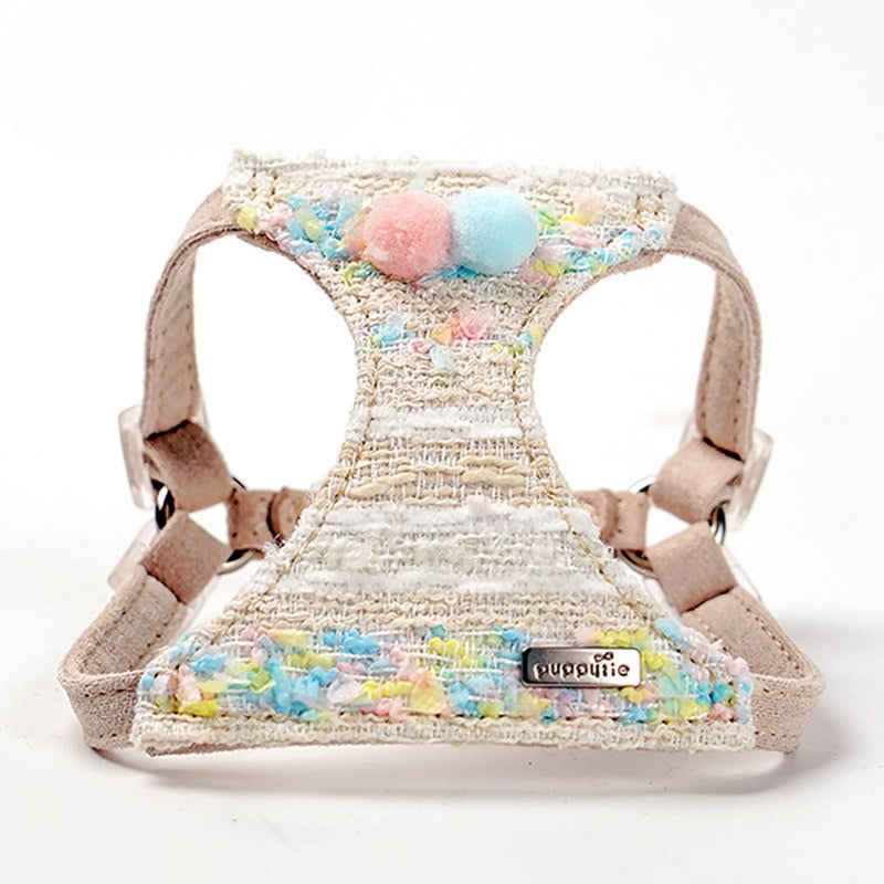 Plush Pom Pom Harness & Leash Set