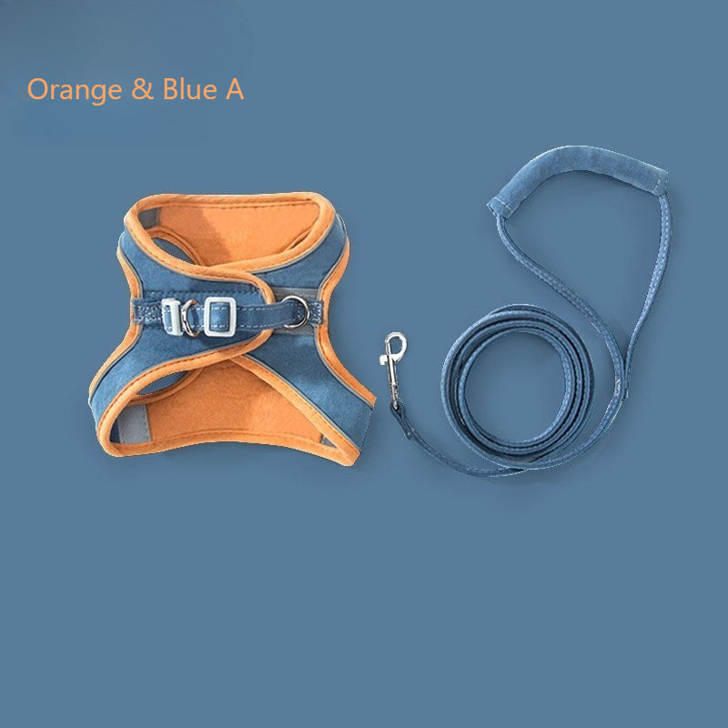 Reflective Suede Harness & Leash Set