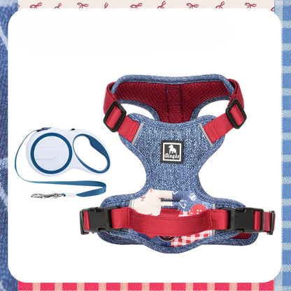 Reflective Patchwork Harness & Leash Set