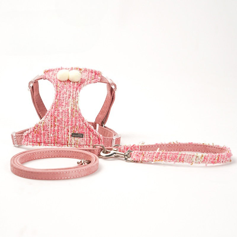 Plush Pom Pom Harness & Leash Set