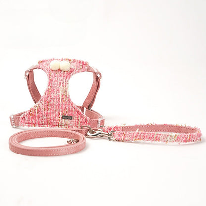 Plush Pom Pom Harness & Leash Set