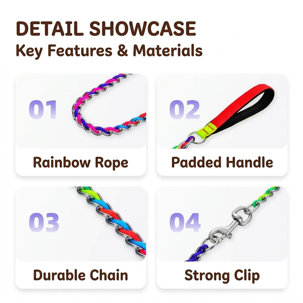 Colorful Braided P-Chain Dog Leash