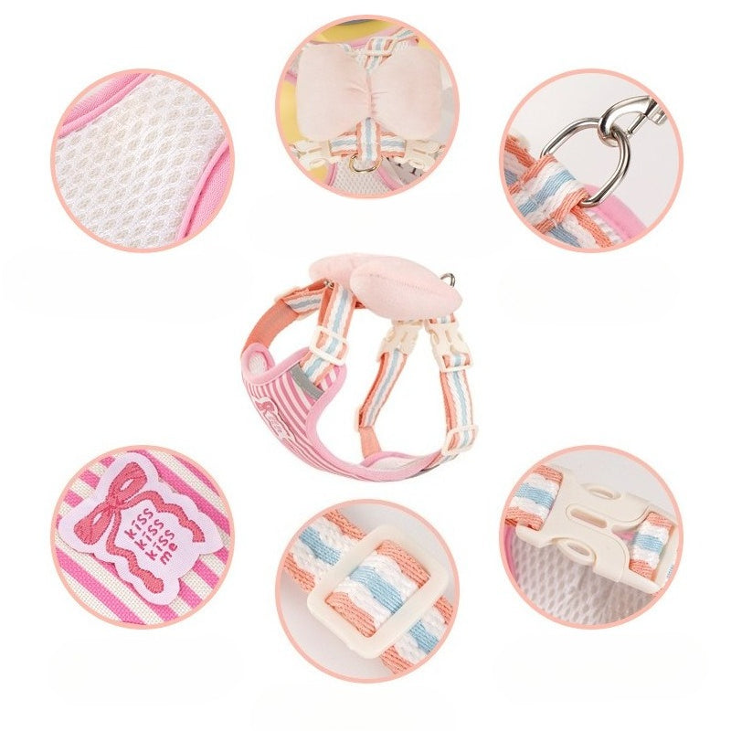 Striped Bowtie Vest Harness for Dogs