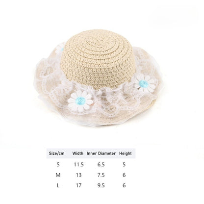 Woven Daisy Straw Dog Hat