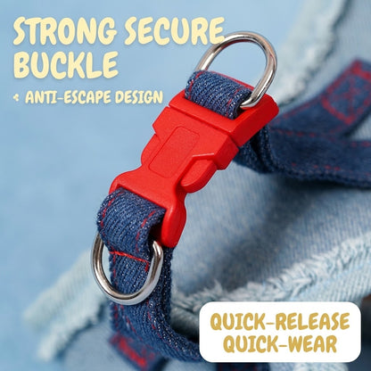 Denim Harness & Leash Set – Blue