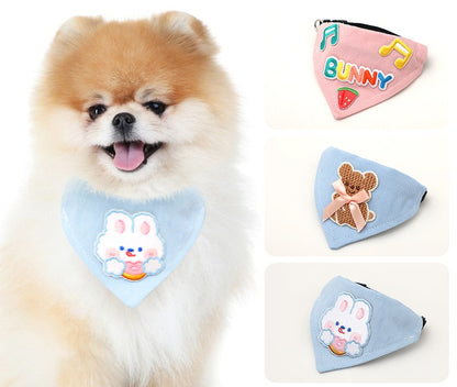 Cartoon Embroidered Dog Bandana