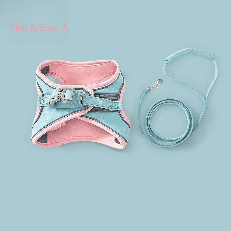 Reflective Suede Harness & Leash Set