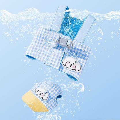 Gingham Harness, Leash & Hat Set