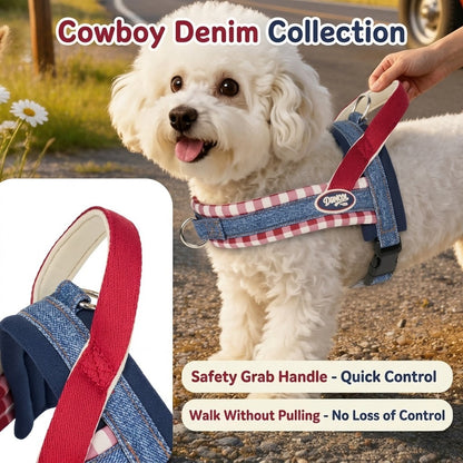 Denim Plaid Harness & Leash Set